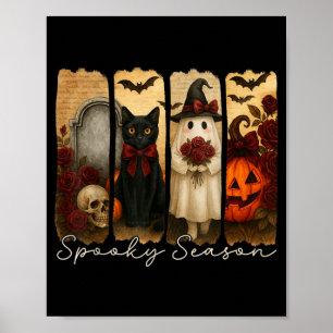 Vintage Black Cat Halloween Spooky Black Cat And Poster