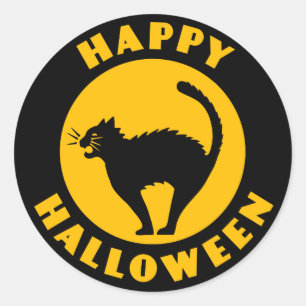 Vintage Black Cat - Happy Halloween Sticker