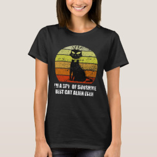 vintage black cat I m a spy of sunshine cat pun T-Shirt