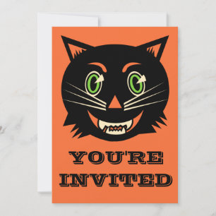 Vintage Black Cat Invitation