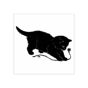 Vintage Black Cat Kitten Rubber Stamp