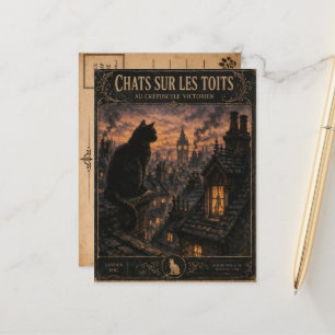 Vintage Black Cat London Postcard