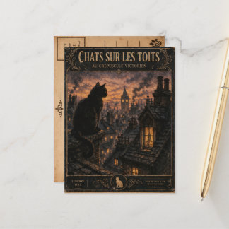 Vintage Black Cat London Postcard