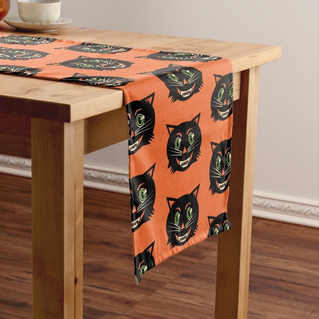 Vintage Black Cat Long Table Runner (In Situ)