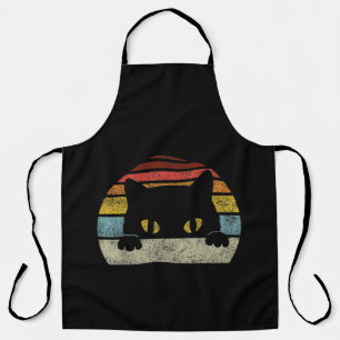 Vintage Black Cat Lover, Retro Style Black Cats Apron