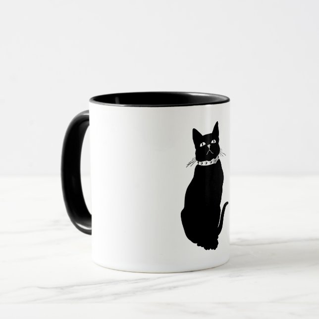 Vintage Black Cat  Mug (Front Left)