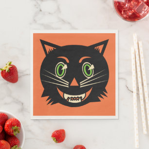 Vintage Black Cat Napkin