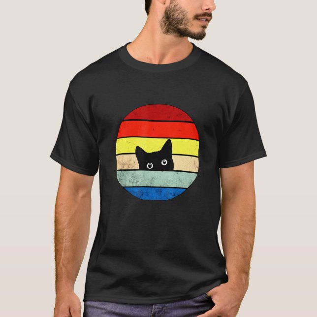 Vintage Black Cat Retro Style T-Shirt (Front)