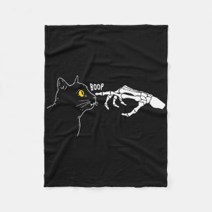 Vintage Black Cat Skeleton Hand Boop Halloween Cos Fleece Blanket