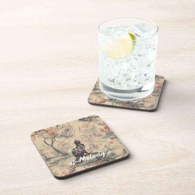 Vintage Black Cat Toile Custom Mahjong Coaster (Right Side)