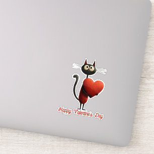 Vintage Black Cat With Heart Valentine`s Day