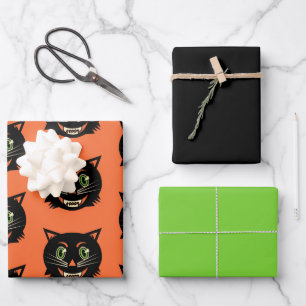 Vintage Black Cat Wrapping Paper Sheet