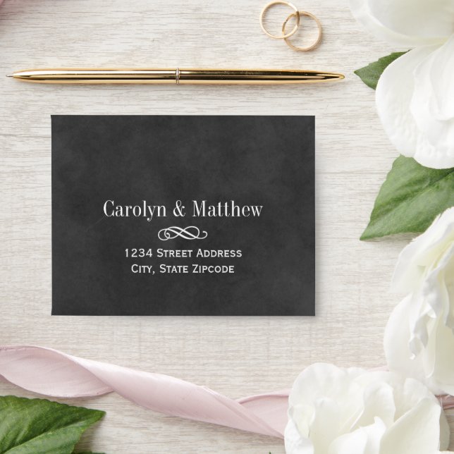 Vintage Black Chalkboard Flourish Wedding Envelopes (Wedding)
