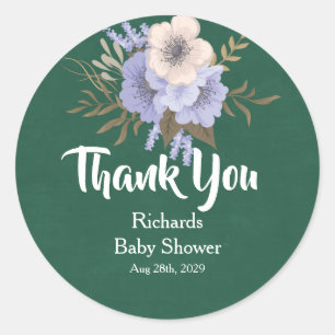 Vintage Black Chalkboard Flowers Thank You Favour Classic Round Sticker
