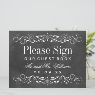 Vintage Black Chalkboard Wedding Guest Book