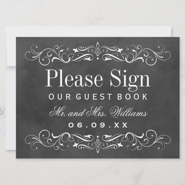 Vintage Black Chalkboard Wedding Guest Book (Front)