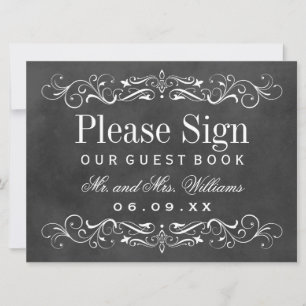 Vintage Black Chalkboard Wedding Guest Book