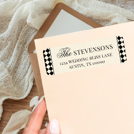 Vintage Black Checkered Old Money Return Address