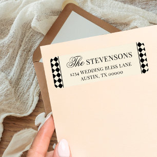 Vintage Black Checkered Old Money Return Address