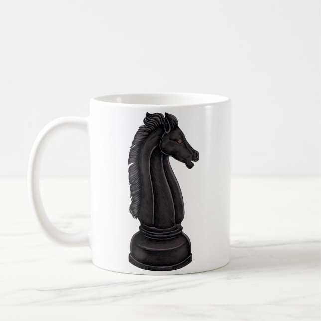 Vintage black chess piece  coffee mug (Left)