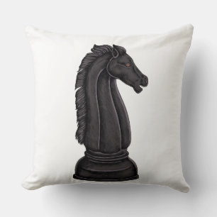 Vintage black chess piece cushion