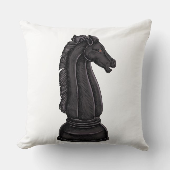 Vintage black chess piece  cushion (Front)