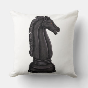 Vintage black chess piece cushion