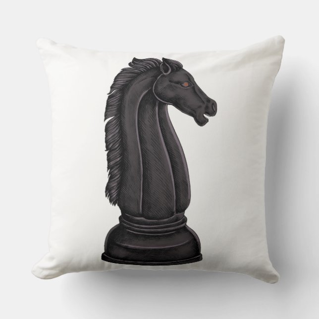 Vintage black chess piece cushion (Front)