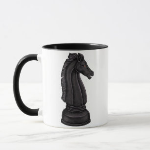 Vintage black chess piece mug
