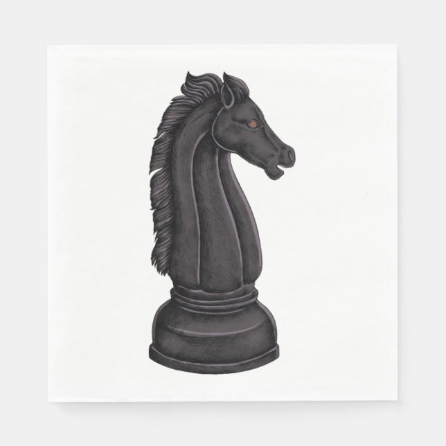 Vintage black chess piece napkin (Front)