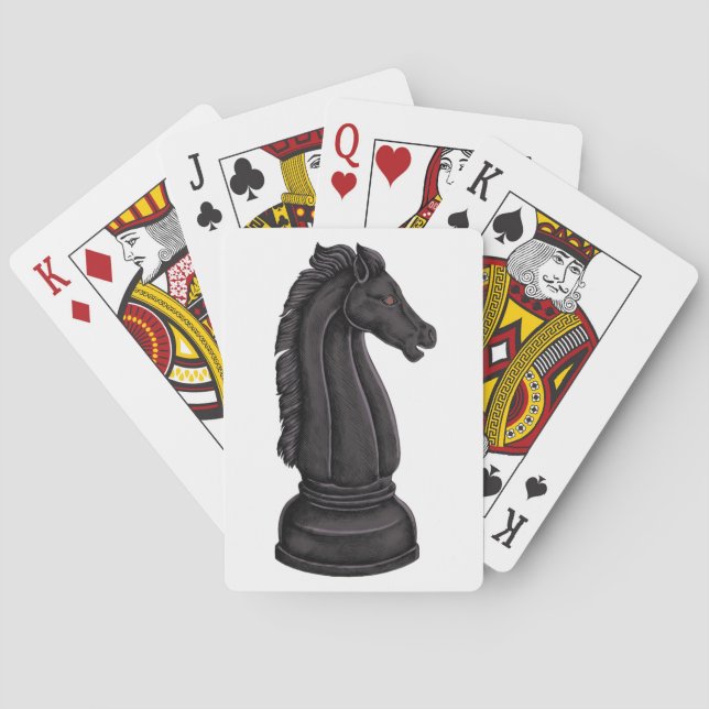 Vintage black chess piece playing cards (Back)