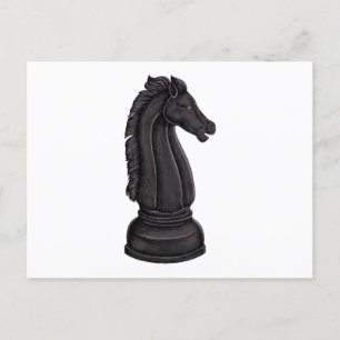 Vintage black chess piece postcard