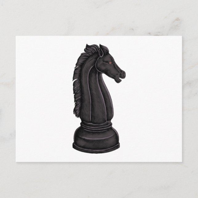 Vintage black chess piece postcard (Front)