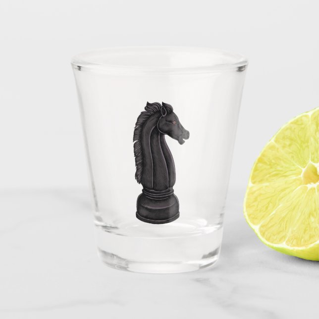 Vintage black chess piece shot glass (Front)