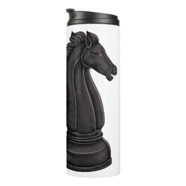 Vintage black chess piece thermal tumbler (Rotated Right)