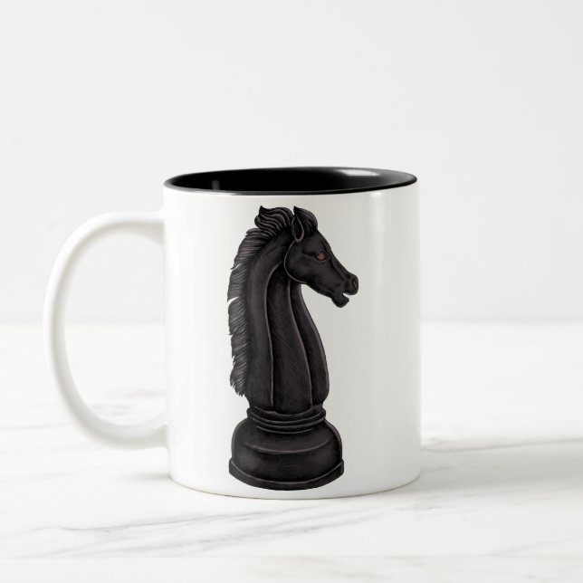 Vintage black chess piece  Two-Tone coffee mug (Left)