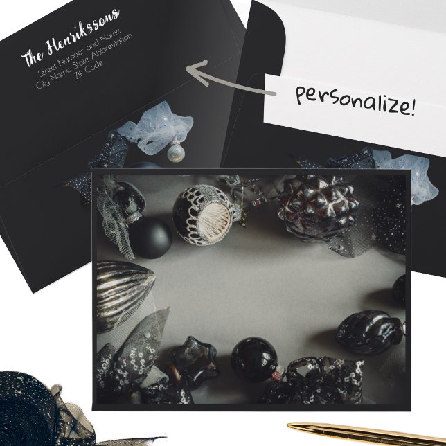 Vintage Black Christmas Ornaments with Ribbon Envelope (Creator Uploaded)