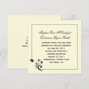 Vintage Black Cream Ivory Floral Swirls Frame Invitation