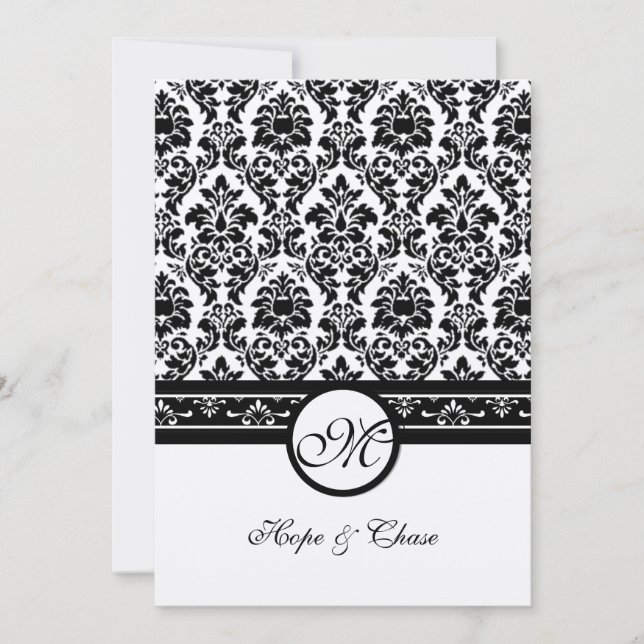 Vintage Black Damask Borders Invitation (Front)
