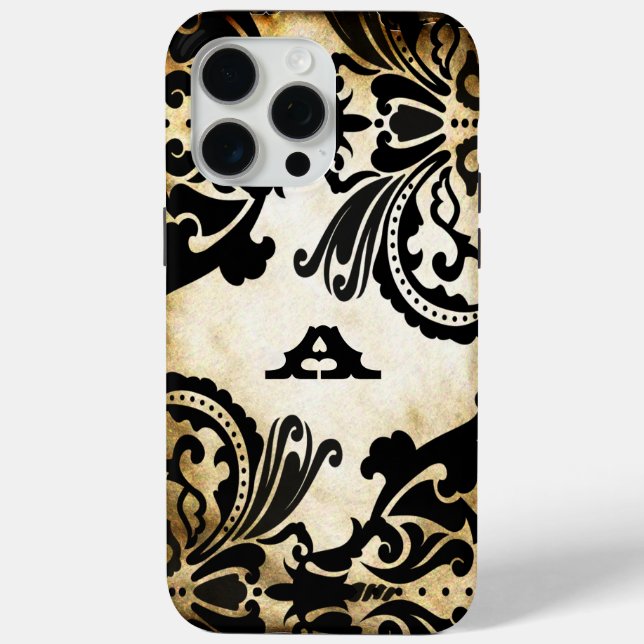 Vintage Black Damask Personalised Case-Mate iPhone Case (Back)