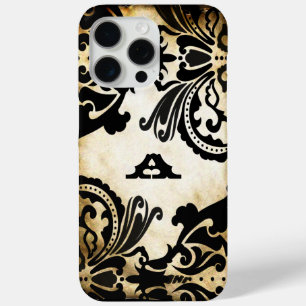 Vintage Black Damask Personalised iPhone iPhone 15 Pro Max Case