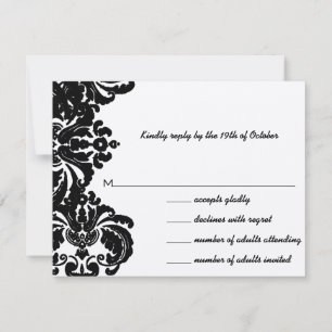 Vintage Black Damask Wedding Invitations