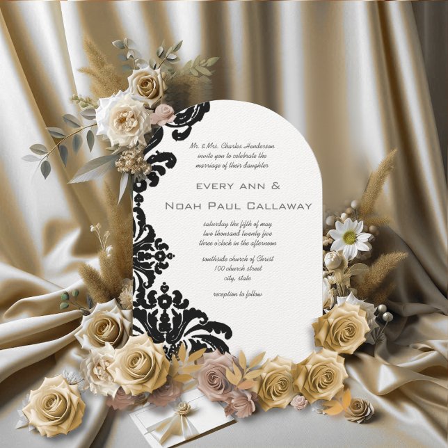 Vintage Black Damask Wedding Invitations (Creator Uploaded)