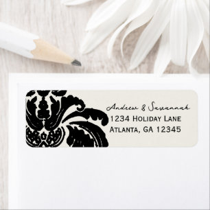 Vintage Black Damask Wedding Lable