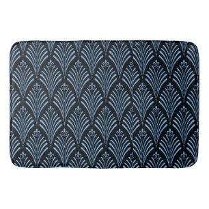 Vintage,black,darkteal,pattern,art nouveau, chic, bath mat