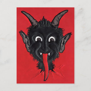 Vintage Black Devil Face Postcard