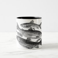Vintage Black Fish Print Mug