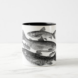 Vintage Black Fish Print Mug
