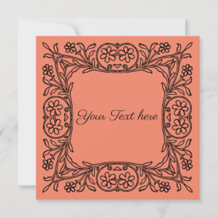 Vintage black floral border announcement