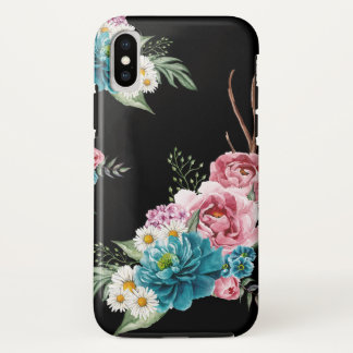 Vintage black floral case flowers